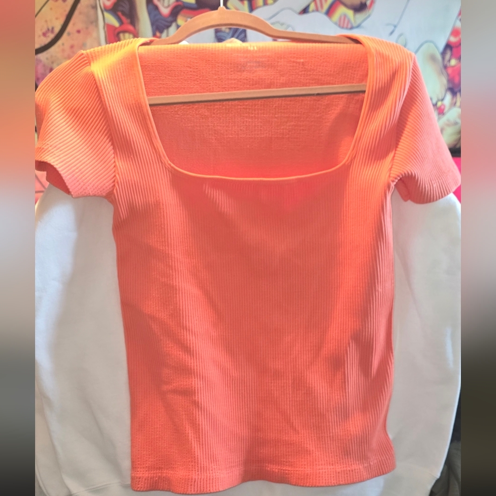 Women's Orange Ribbed Top